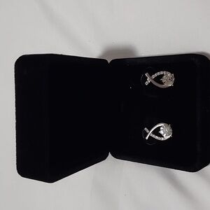 Fashion Jewelry Silver Teardrop Earrings with Crystals